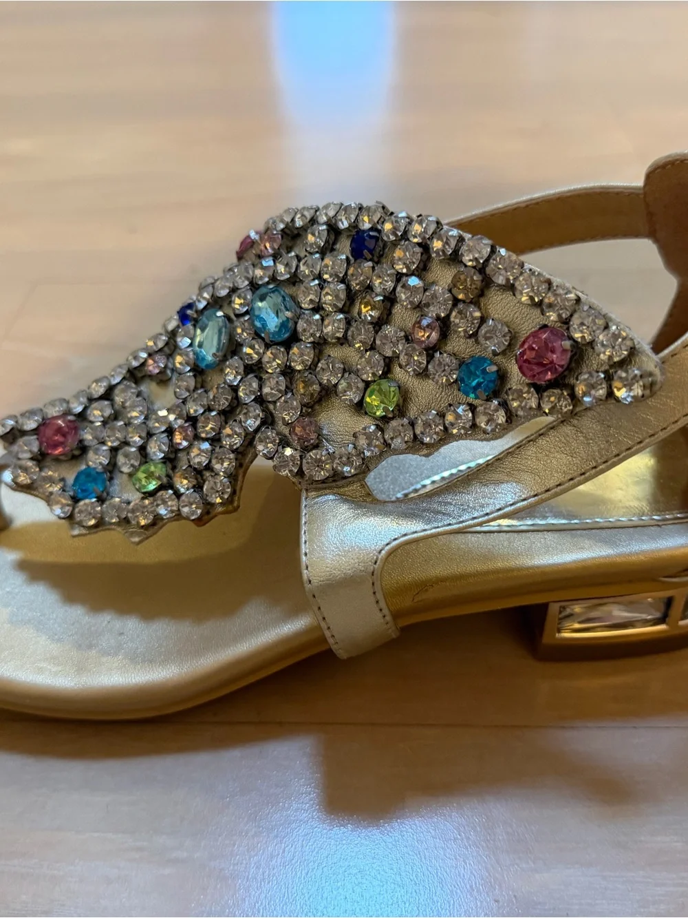 Embellished Gold Jeweled Women's Sandals
